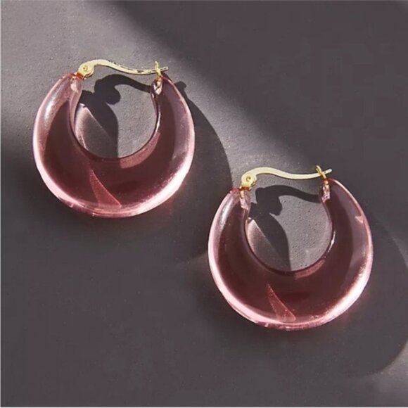 New! Anthropologie Plum Resin Hoop Earrings (2006) NWOT - Picture 1 of 2
